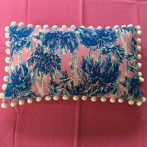 2 Lilly Pulitzer pom pom pillows palm trees
